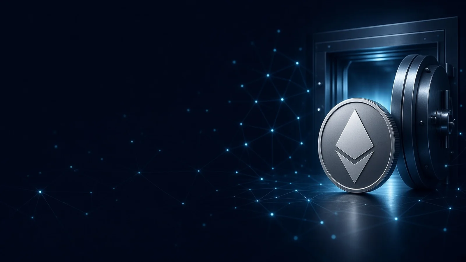 Illustration: a silver coin bearing the mark of Ethereum