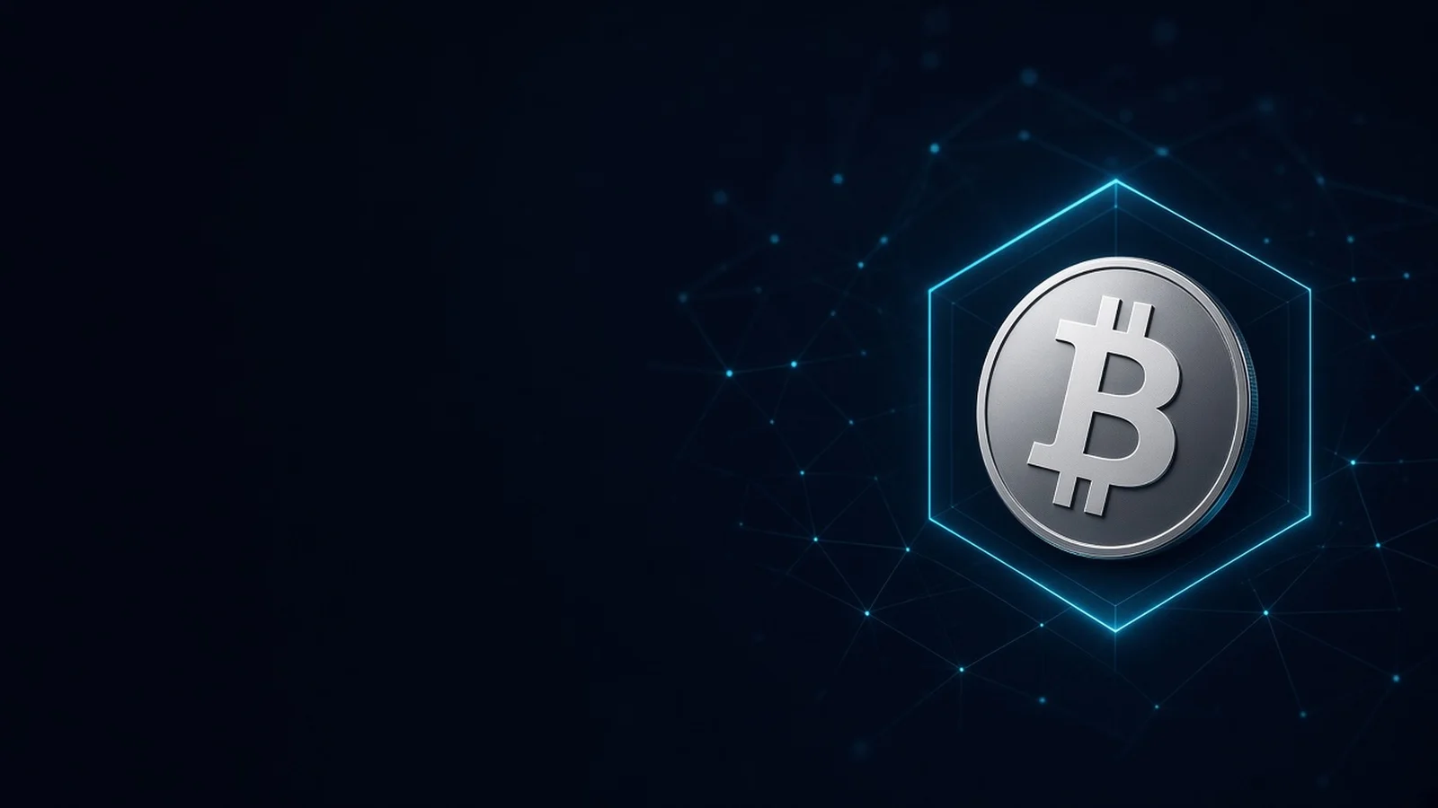 Illustration: a silver coin bearing the mark of Bitcoin